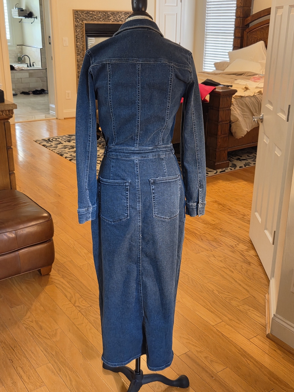 Good American Long Sleeve Midi Denim Dress NWT Retail $229-retrofete-zara-revolv - Picture 11 of 12